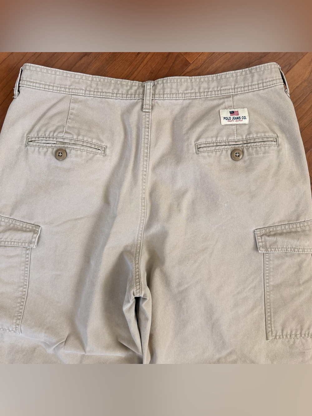 Vintage Polo Jeans Co. Ralph Lauren Y2K Baggy Khaki Cargo Pants 36x32 Cotton - Picture 9 of 11